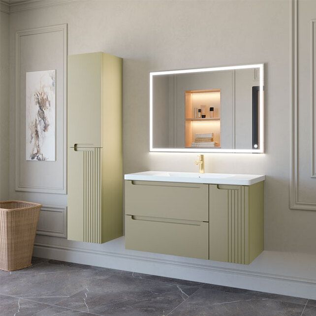 Приобрести caprigo тумба с раковиной termin-smalty meta 100 см, правая, бежевая, эмаль