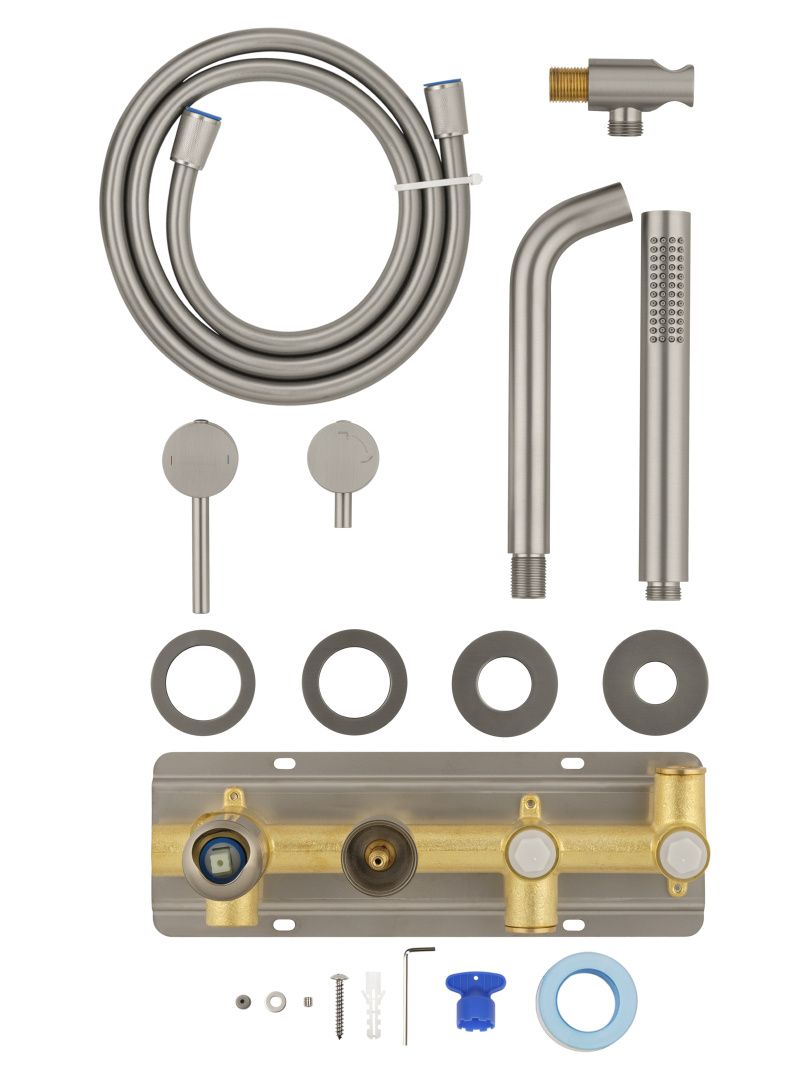 Приобрести смеситель для ванны встраиваемый wonzon & woghand stick, брашированный никель (ww-889017-bn)