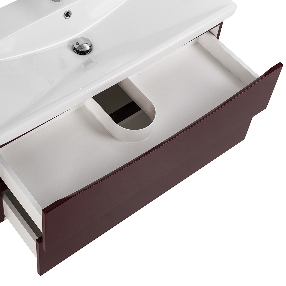 Приобрести belbagno тумба с раковиной marino-cer 100 см, подвесная bordo lucido, белая раковина