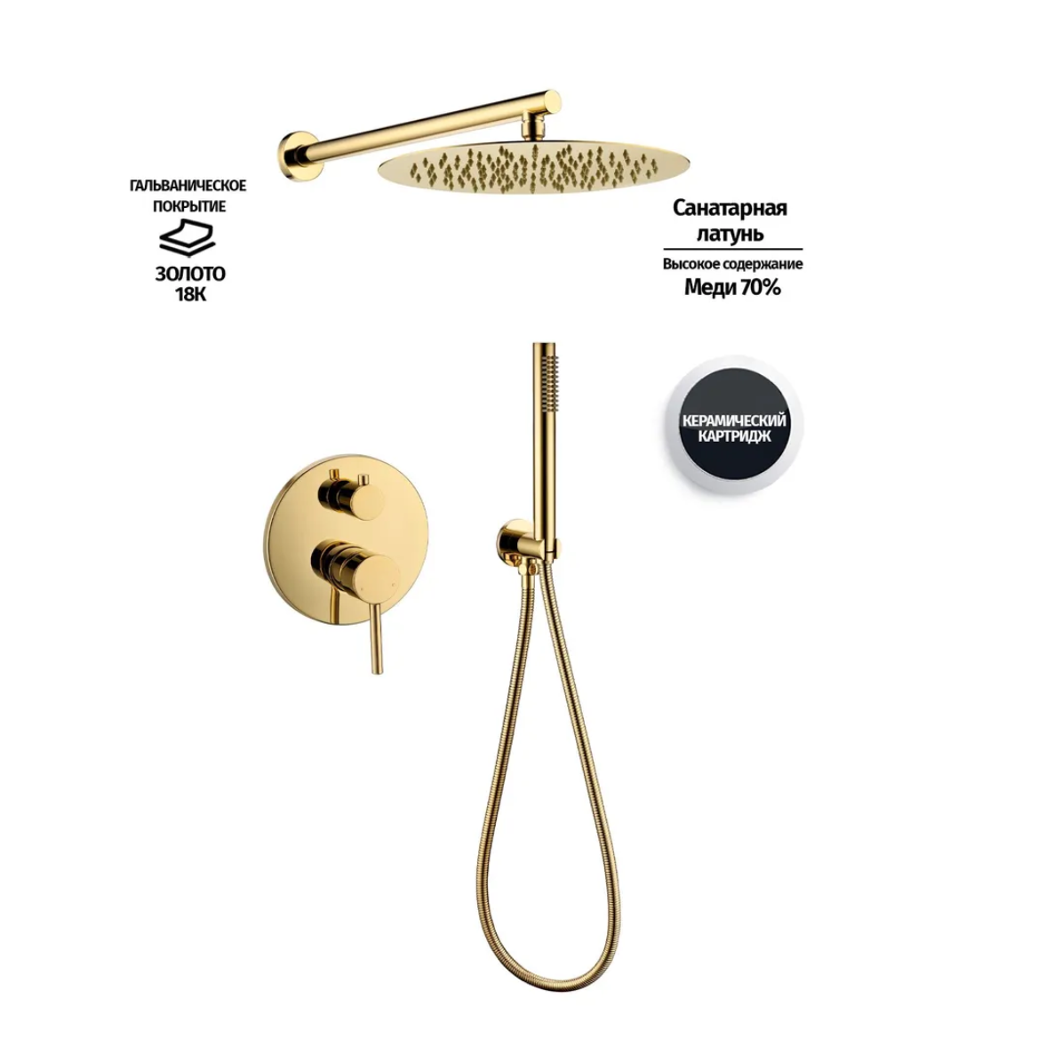 Приобрести grocenberg встраиваемая душевая система, золото gb5099go-3
