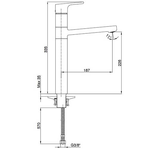 Приобрести смеситель для раковины e.c.a. luna 226мм без донного клапана 102108949ex