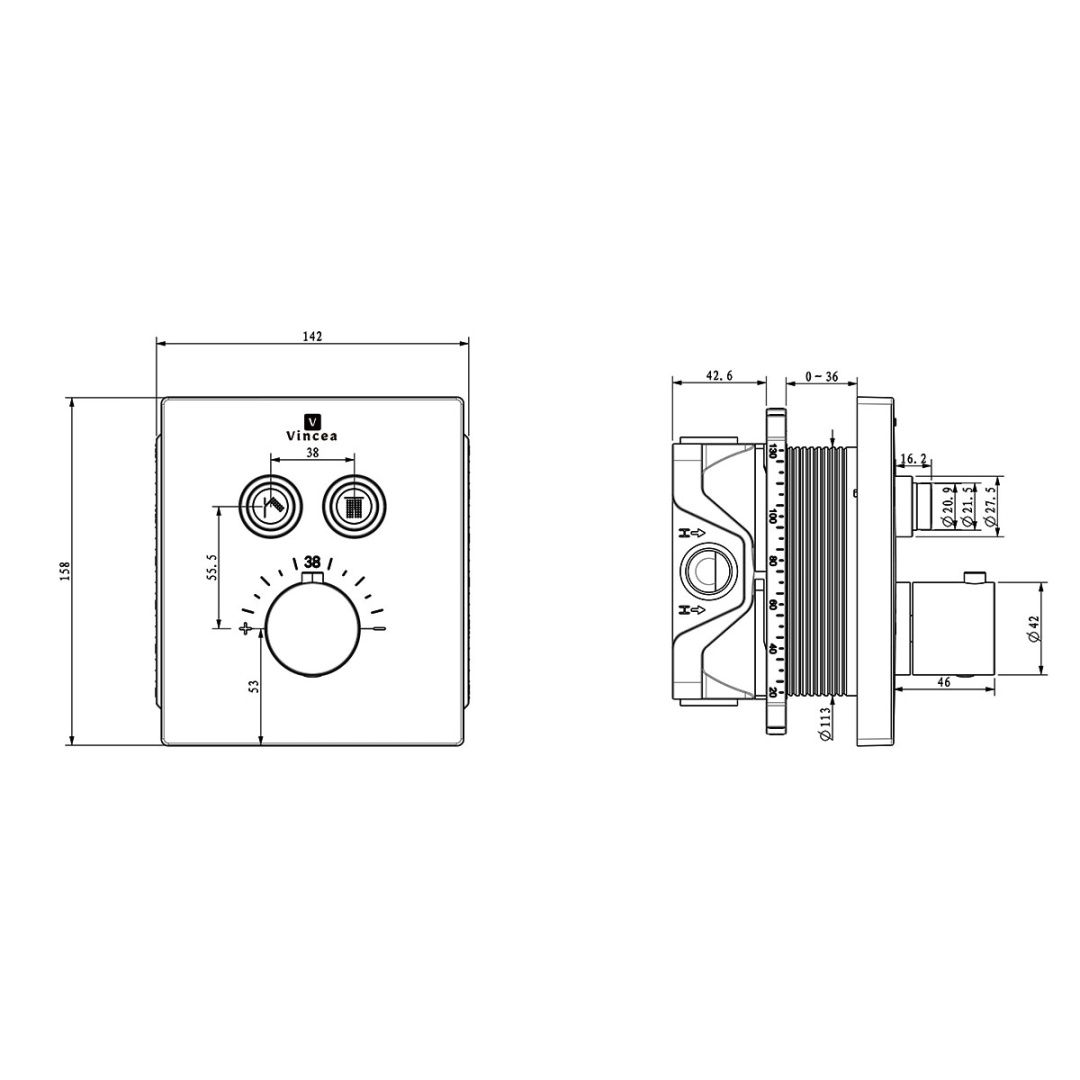 Приобрести vincea встраиваемая душевая система inspire, оружейная сталь vsfw-3i21t1gm
