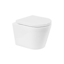 BelBagno Унитаз безободковый подвесной FLAY-R с сиденьем дюропласт, микролифт, белый BB053CHR/BB865SC