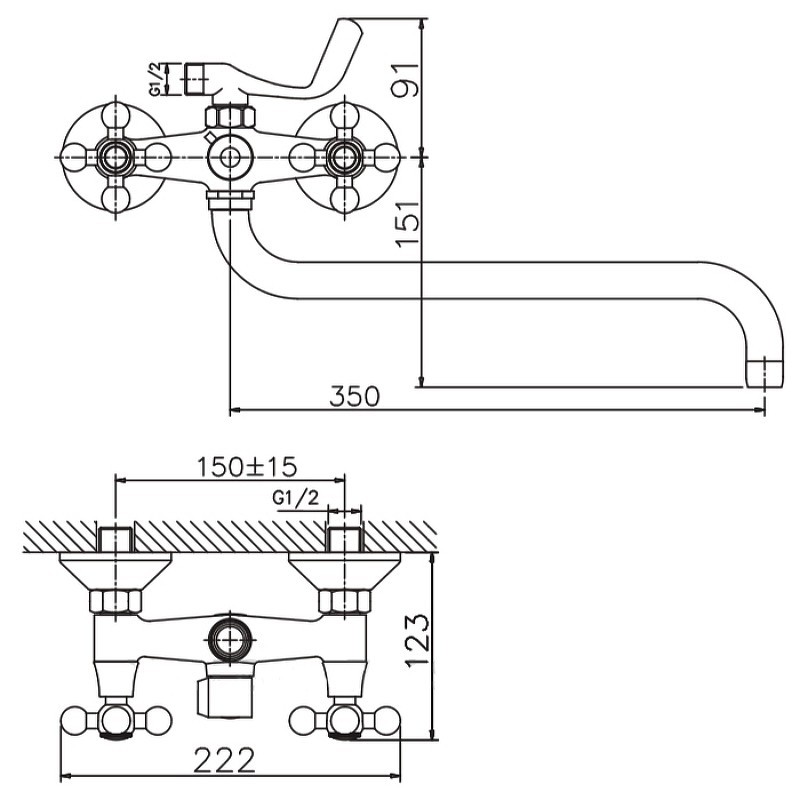 Приобрести haiba смеситель для ванны 222мм, сатин hb-2619-5