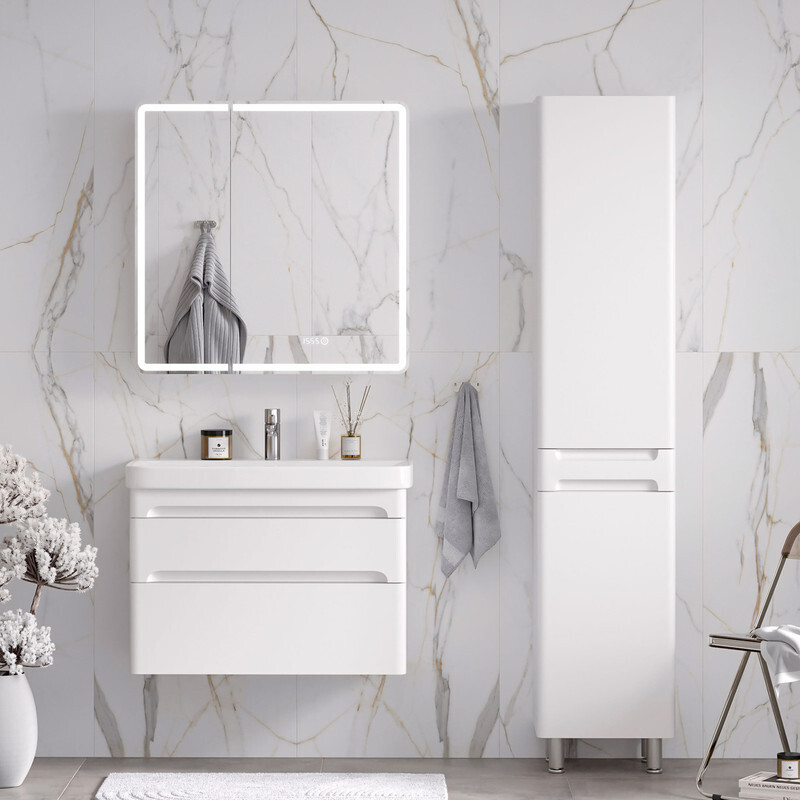 Приобрести equil тумба подвесная с раковиной nice 80 см, белая матовая tpnice80.2y-05