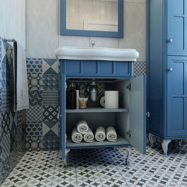 Приобрести caprigo тумба с раковиной borgo 60 см, синяя, эмаль