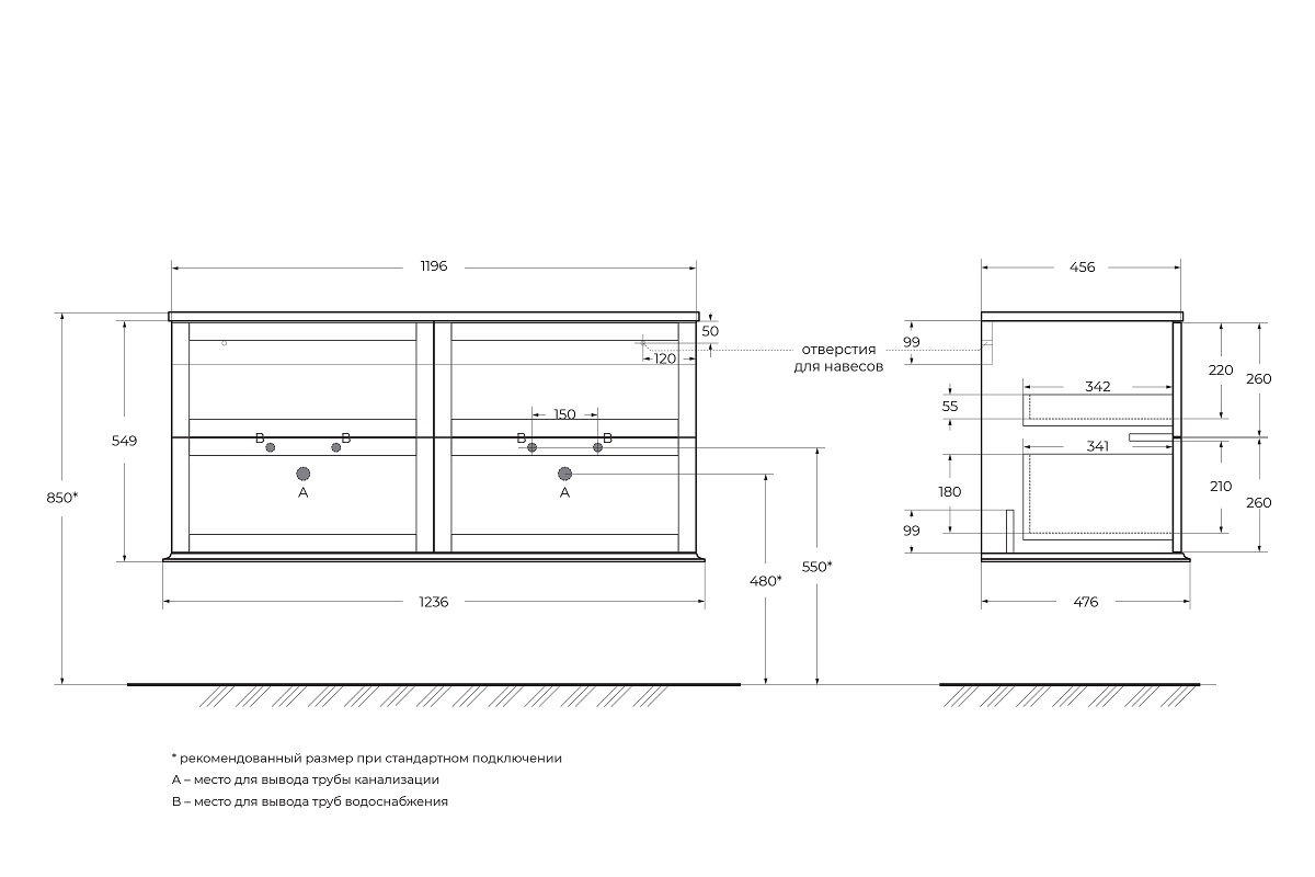 Приобрести cezares тумба подвесная с раковиной на две чаши tiffany 120 см verde opaco, серая матовая 55332