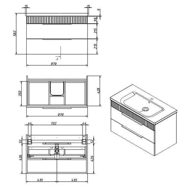 Приобрести caprigo тумба с раковиной monbar-smalty 90 см, голубая, эмаль