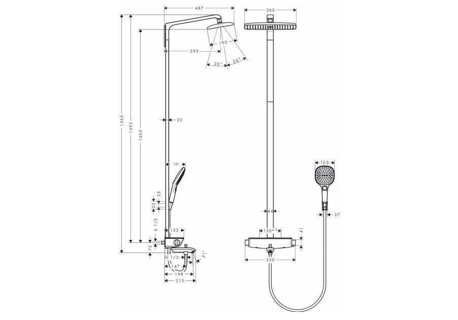 Приобрести 27113000 raindance select raindance select 360 showerpipe для ванны, ½’
