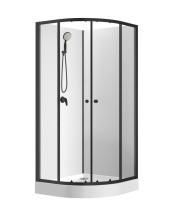 Loranto Душевая кабина NEO 90x90x(190+15) с низким поддоном 15см, прозрачное закаленное стекло 5 мм, профиль черный-матовый (CS-21800)