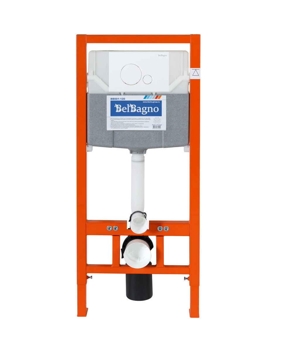 Приобрести belbagno инсталляция для подвесного унитаза с клавишей смыва, белая bb001-120/bb014-sr-bianco