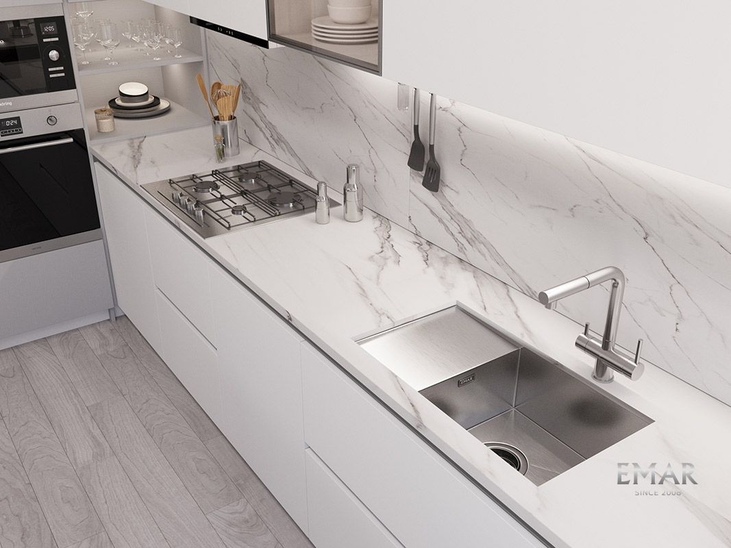 Приобрести emar кухонная мойка 70х40 см, сатин emb-124 pvd nano satine