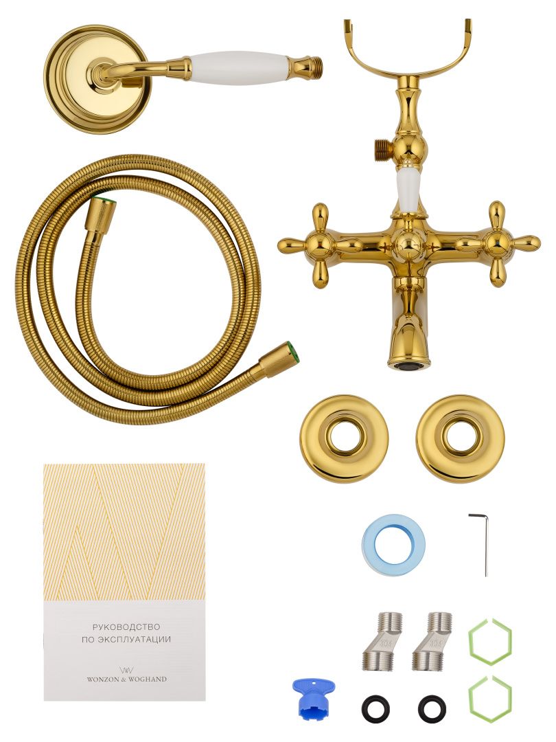 Приобрести смеситель для ванны с душем wonzon & woghand retro, глянцевое золото (ww-88639020-pg)