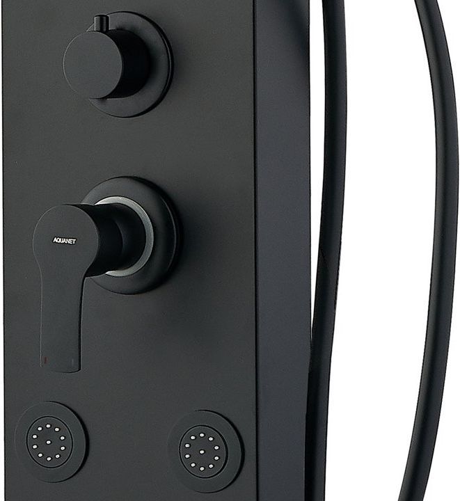 Приобрести aquanet душевая панель galaxy black 150 см с гидромассажем и изливом