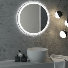 Continent Зеркало с подсветкой Planet White 70х70 см, бесконтактный включатель, белое