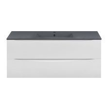 Vincea Тумба подвесная Mia 100 см, белая с раковиной матовый антрацит VMC-2MC100GW;VBS-13100MA