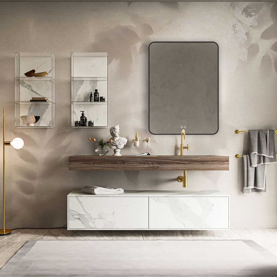 Приобрести vincea зеркало 60х80 см, с led подсветкой, сенсор, диммер, подагрев, черное vlm-3vc600b-2