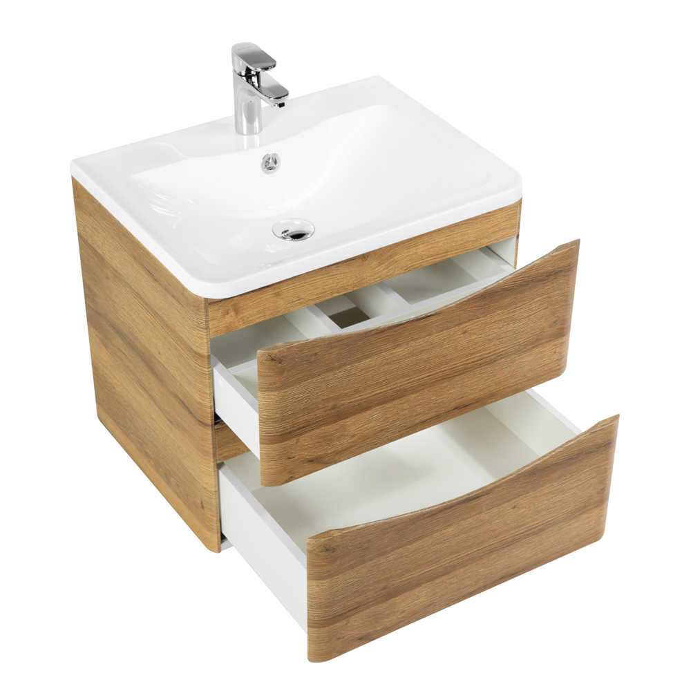 Приобрести belbagno тумба с раковиной acqua 60 см, подвесная rovere rustico, белая раковина