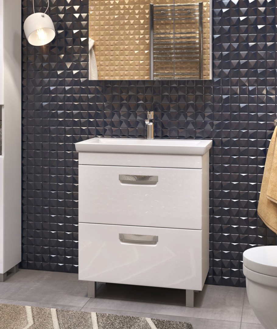 Приобрести vigo тумба с раковиной plaza 60см, 2 ящика, напольная, белая tn.pla.fos.60.2y