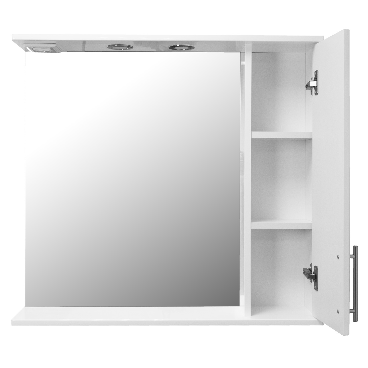 Приобрести loranto зеркало-шкаф karina 80 80х74 см, с подсветкой, правостороннее, белое (cs00086510)