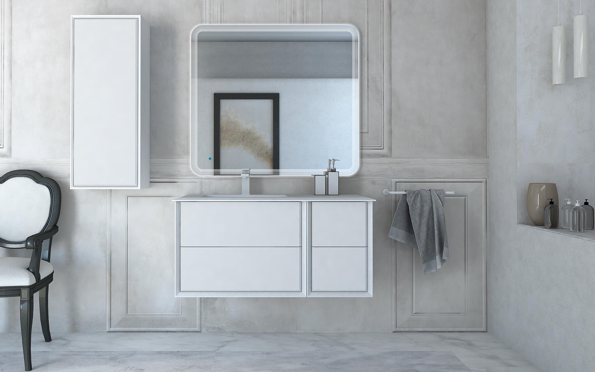 Приобрести cezares тумба подвесная с раковиной bellagio 106 см bianco opaco, левостороняя, белая матовая 54714