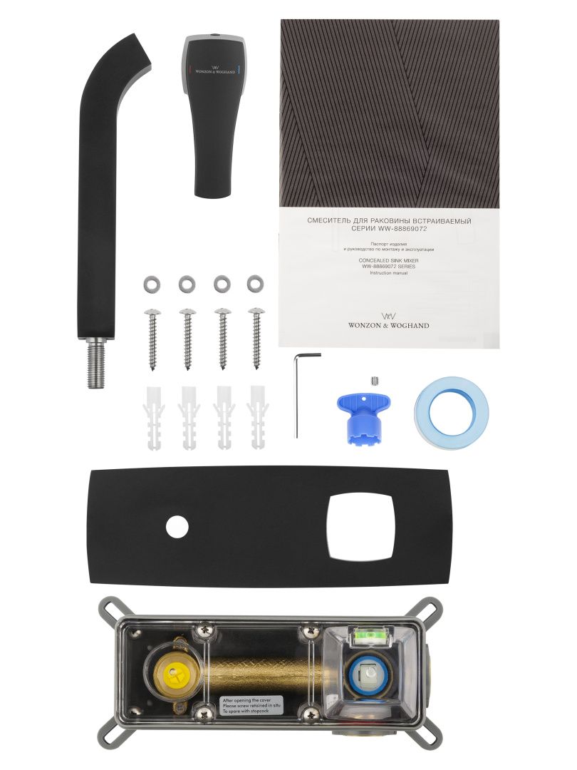 Приобрести смеситель для раковины встраиваемый wonzon & woghand flex, черный матовый (ww-88869072-mb)