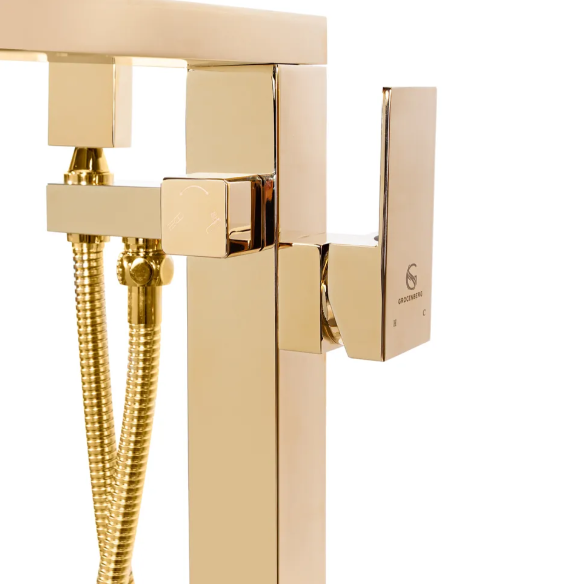 Приобрести grocenberg напольный смеситель для ванны, матовое золото gb800mg