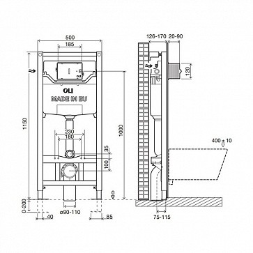 Приобрести 879235pka00 комплект: инсталляция oli 120 eco sanitarblock pneumatic+панель слива karisma, хр. гл.