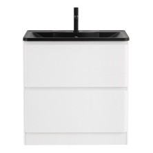 BelBagno Тумба с раковиной ALBANO 100 см, напольная Bianco Lucido, чёрная раковина