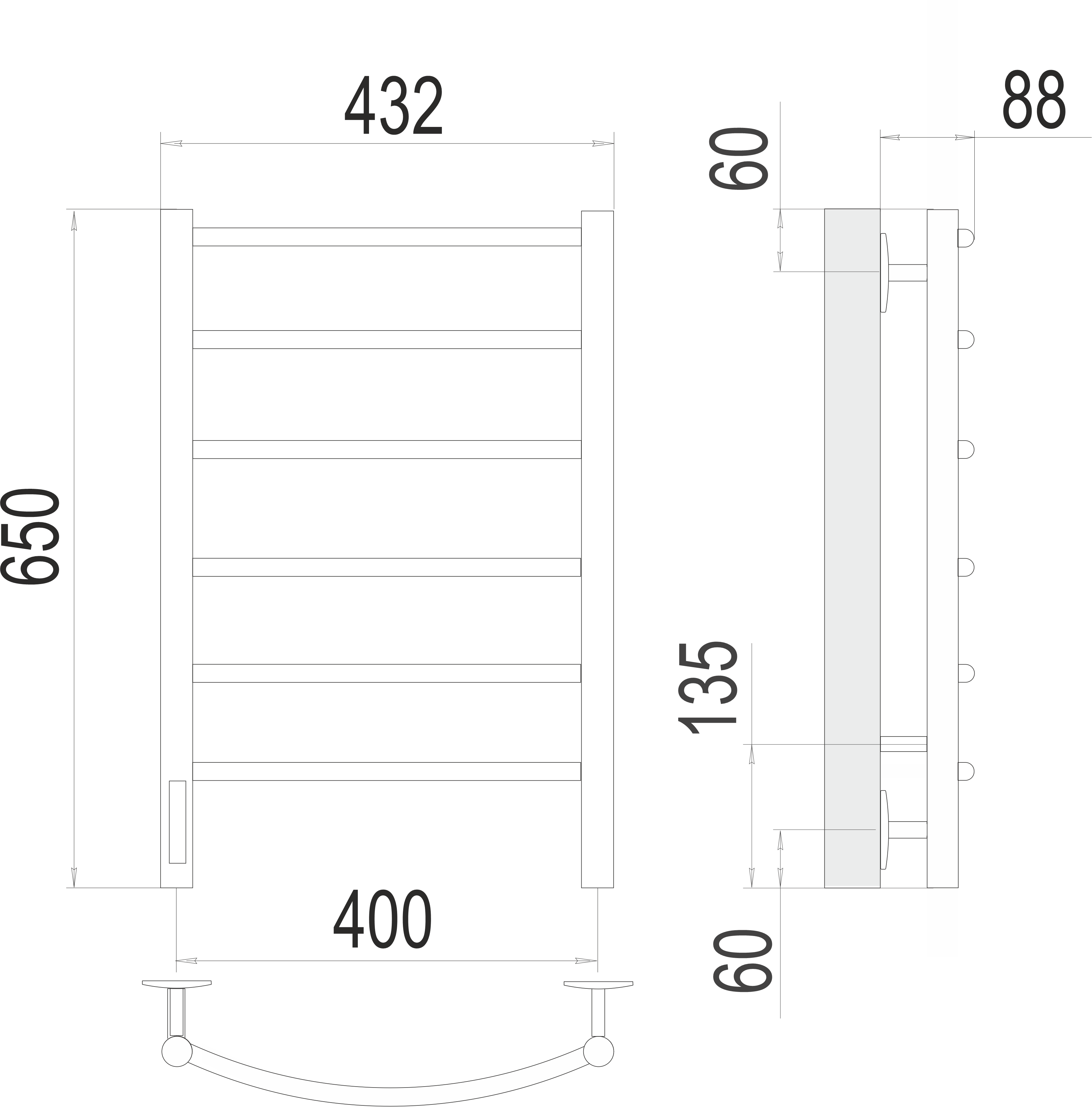 Приобрести полотенцесушитель 400х650 мм электрический terminus классик п6 4670078531315