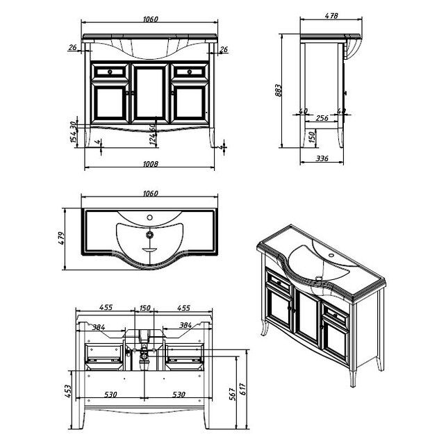 Приобрести caprigo тумба с раковиной lion 105 см, дерево, экошпон