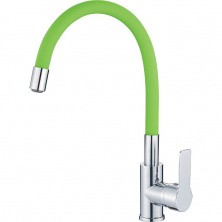 HAIBA Смеситель для кухни 396 мм, гибкий излив, зеленый\хром HB-70112-12