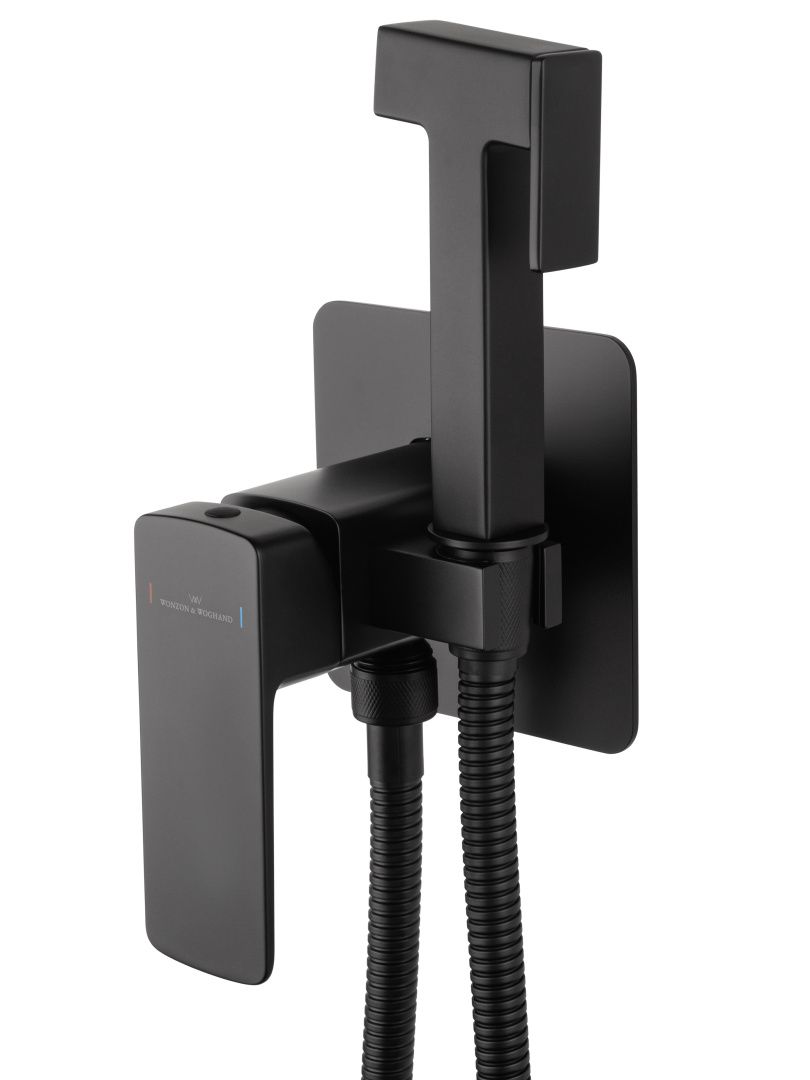 Приобрести смеситель с гигиеническим душем встраиваемый wonzon & woghand edge, черный матовый (ww-88829003-mb)
