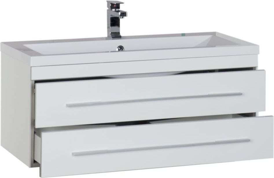 Приобрести aquanet тумба с раковиной верона 100 см, белая (подвесная 2 ящика)