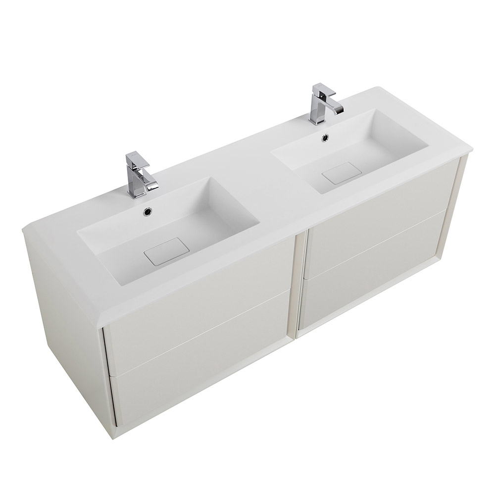 Приобрести cezares тумба подвесная с раковиной на две чаши bellagio 140 см bianco opaco, белая 54714