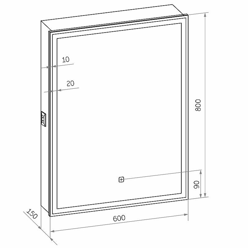 Приобрести continent зеркало шкаф с подсветкой allure 60х80 см, сенсорный включатель, левосторонее, белое