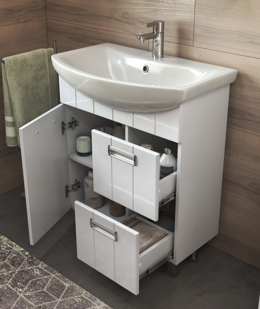 Приобрести vigo тумба с раковиной diana 70см, 1 дверца, 2 ящика, напольная, белая tn.dia.bal.70.1d.2y