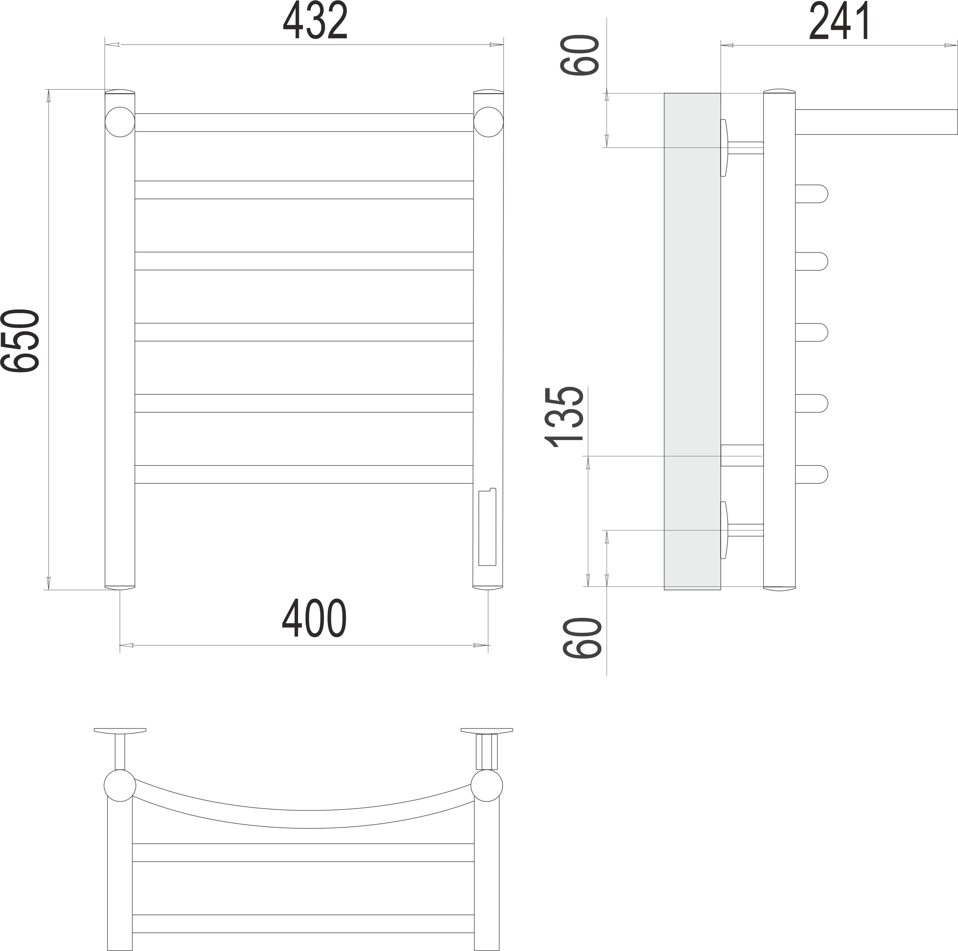 Приобрести полотенцесушитель 400х650 мм электрический terminus классик с полкой п6, хром 4670078531384