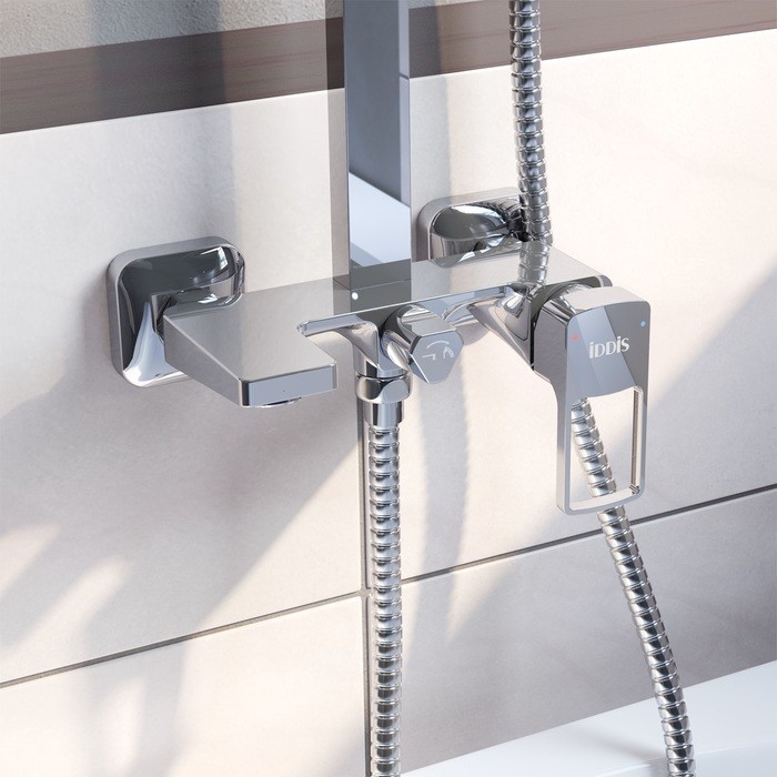 Приобрести iddis душевая система bild, квадратная d-200мм, хром bilsb1fi06