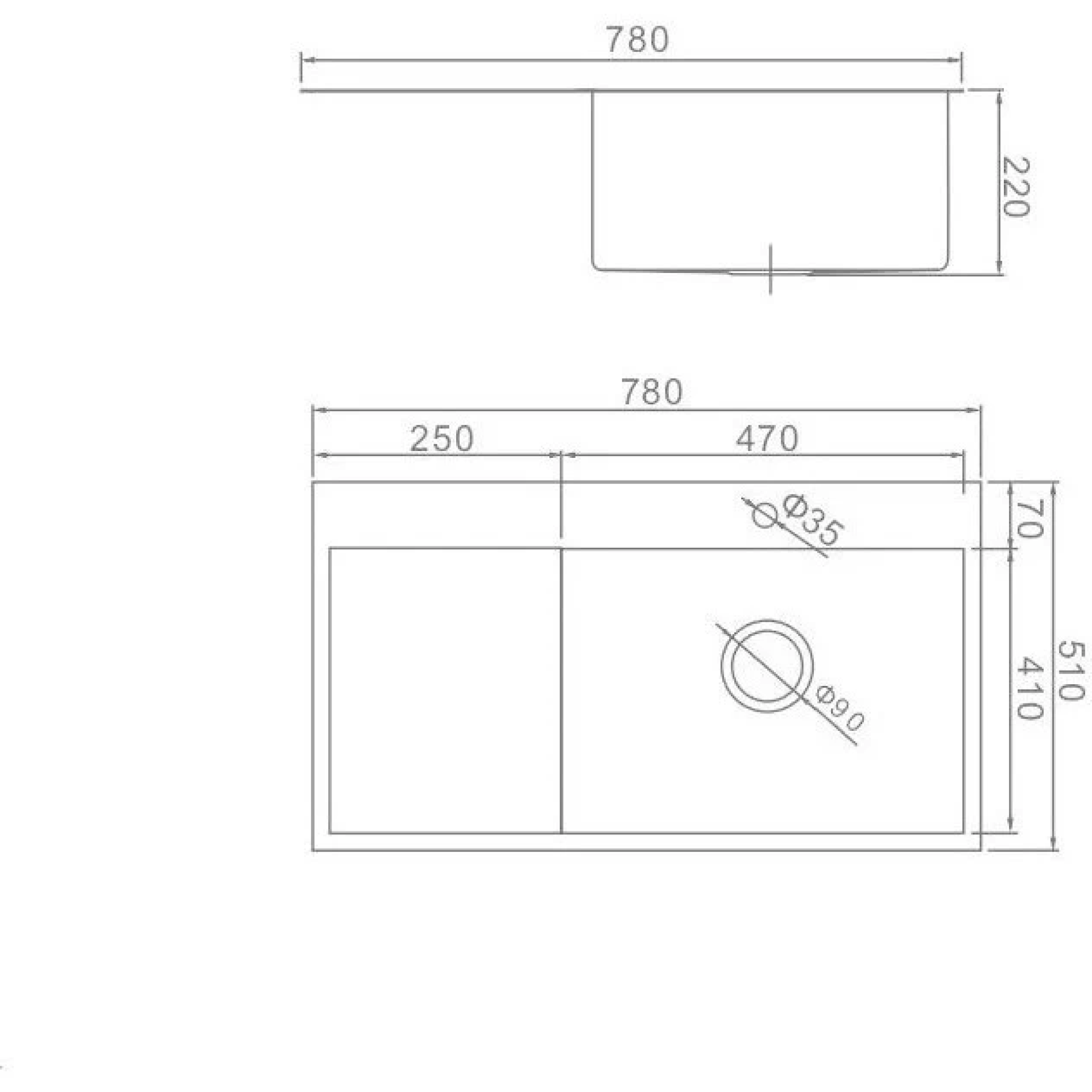 Приобрести gerhans кухонная мойка 78х51 см, правосторонняя, сатин