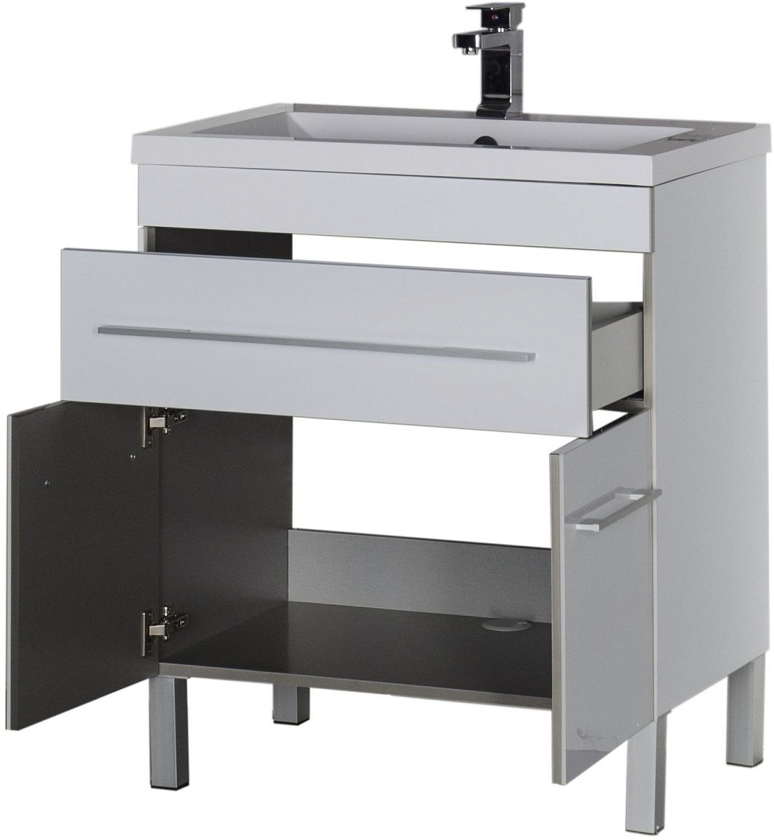 Приобрести aquanet тумба с раковиной верона 75 см, белая (напольная 1 ящик 2 дверцы)