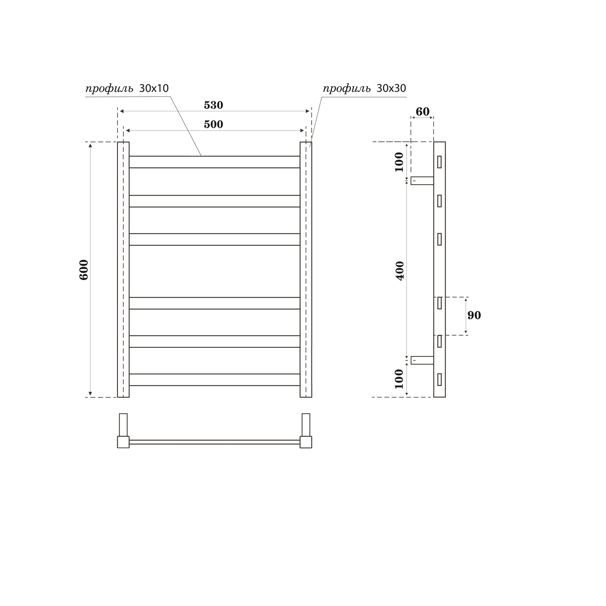 Приобрести point полотенцесушитель водяной меркурий п6 500x600, белый pn83156w
