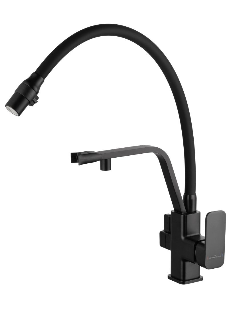 Приобрести смеситель для кухни с гибким изливом и подключением фильтра wonzon & woghand, черный матовый (ww-88458013-mb)