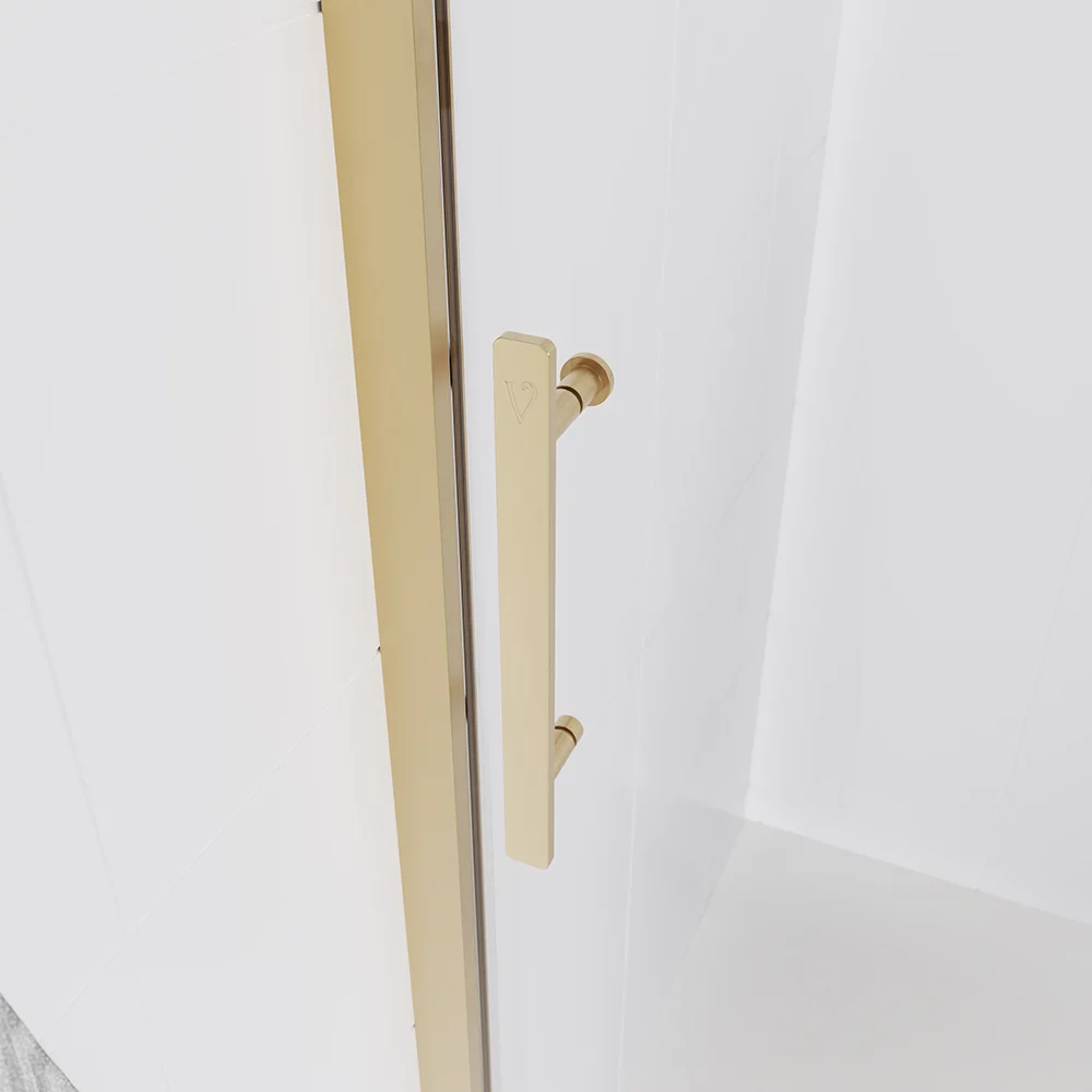 Приобрести veconi душевая дверь evo 140x195 см, брашированное золото, прозрачное e1-g-140-01-c9