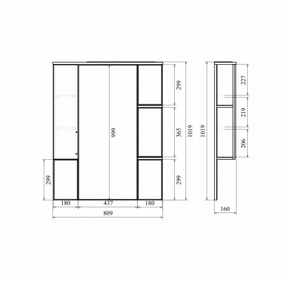 Приобрести mirsant зеркало шкаф камилла 80 см, с подсветкой, белый, левый ут000004935