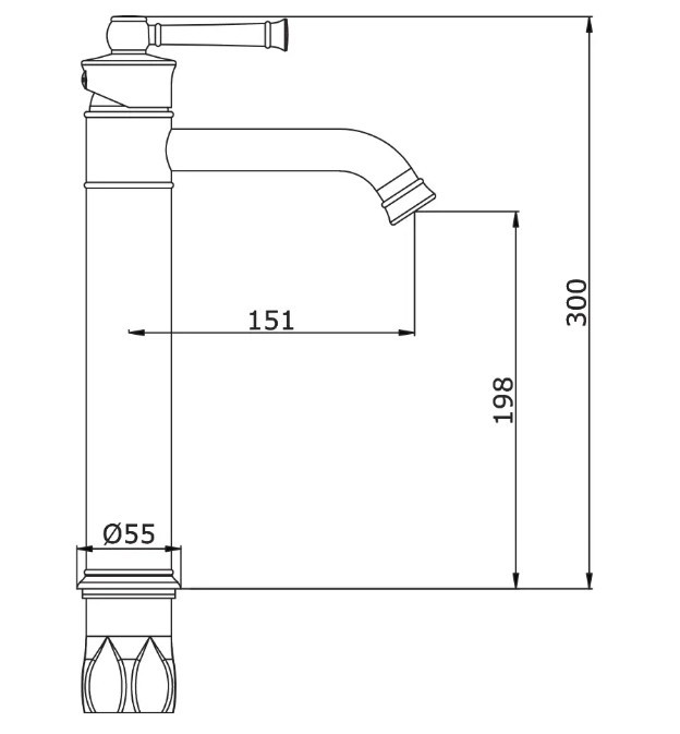Приобрести cмеситель для раковины vieir giorno, высокий 300 мм, бронза v273512d
