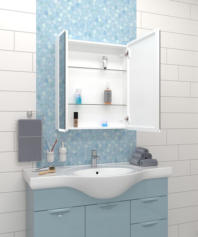 Приобрести continent зеркало шкаф с подсветкой reflex 70х80 см, бесконтактный включатель, белое