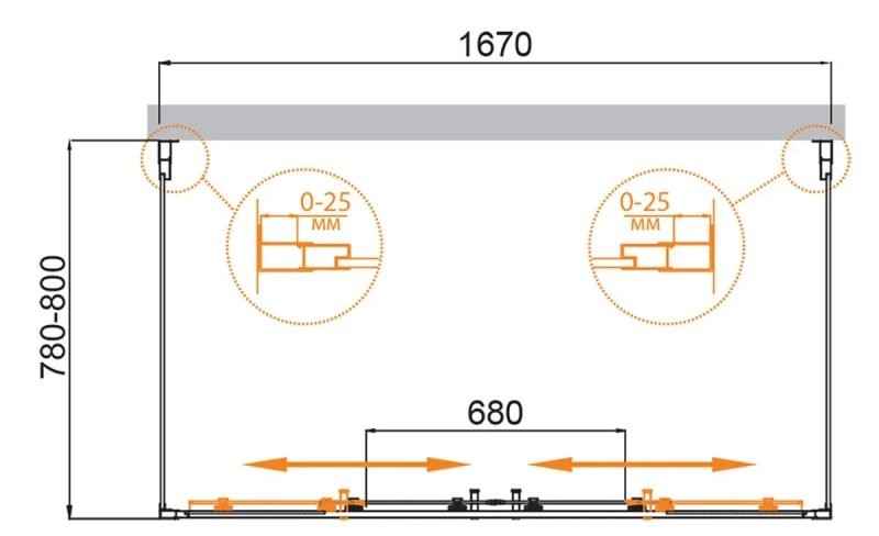 Приобрести cezares душевое ограждение molveno 170х80см molveno-ah-22-170/80-p-cr