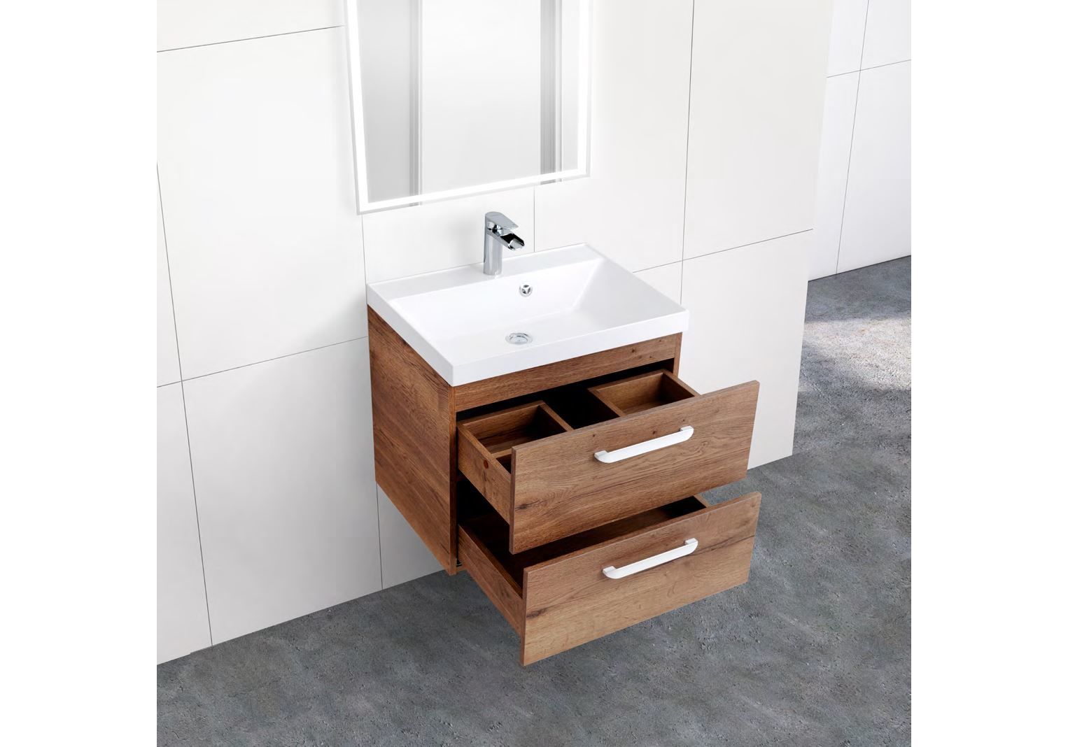 Приобрести тумба подвесная с раковиной belbagno aurora-700-2c-so-rt 70 см, rovere tabacco