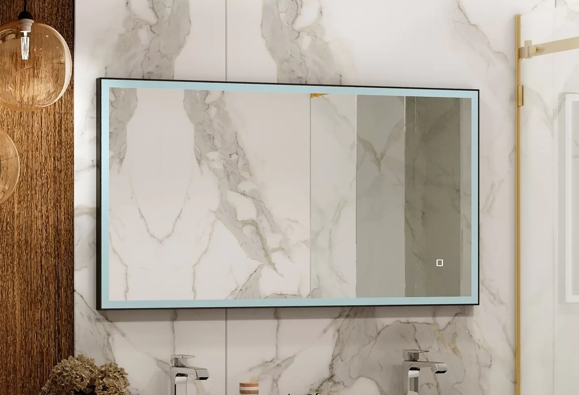 Приобрести continent зеркало с подсветкой solid black 110х60 см, черное